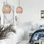 Suspension lumineuse Charlotte River of Goods en métal et corde de chanvre tressée - 15,5 x 15,5 x 15,75/62,75