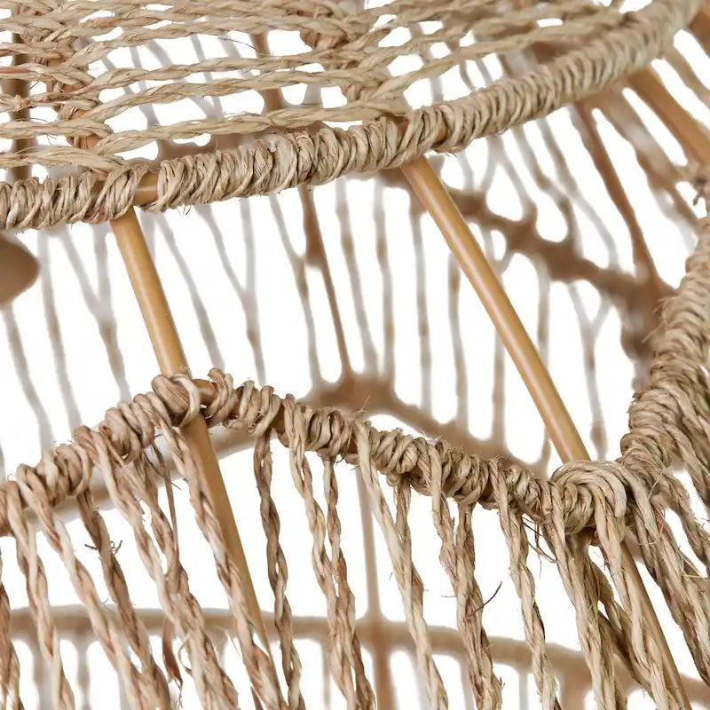 Suspension lumineuse Charlotte River of Goods en métal et corde de chanvre tressée - 15,5 x 15,5 x 15,75/62,75