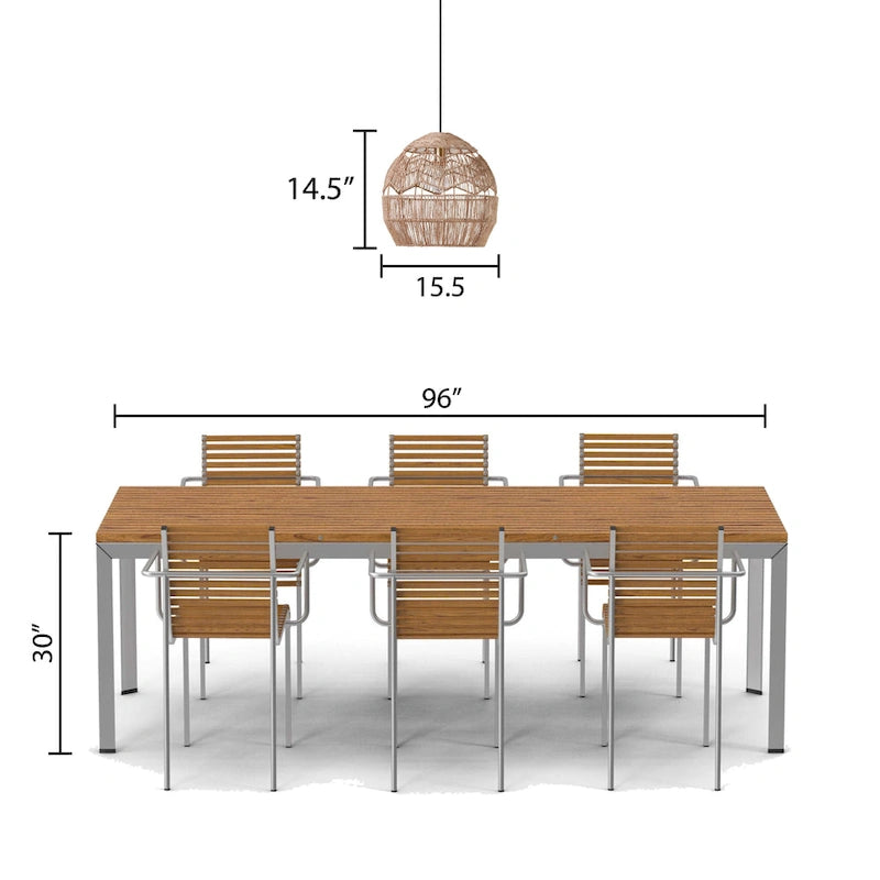 Suspension lumineuse Charlotte River of Goods en métal et corde de chanvre tressée - 15,5 x 15,5 x 15,75/62,75