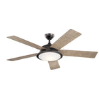 Kichler Verdi 56 Inch LED Ceiling Fan Anvil Iron with Distressed Antique Gray and Walnut Blades