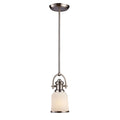 Suspension à une lumière Elk Home Brooksdale en nickel satiné et verre blanc