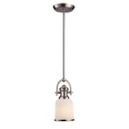Suspension à une lumière Elk Home Brooksdale en nickel satiné et verre blanc