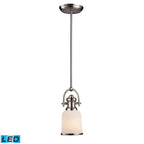 Suspension à une lumière Elk Home Brooksdale en nickel satiné et verre blanc