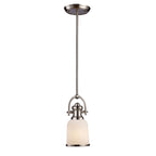 Elk Home Brooksdale Satin Nickel With White Glass 1 Light Pendant