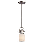 Suspension à une lumière Elk Home Brooksdale en nickel satiné et verre blanc
