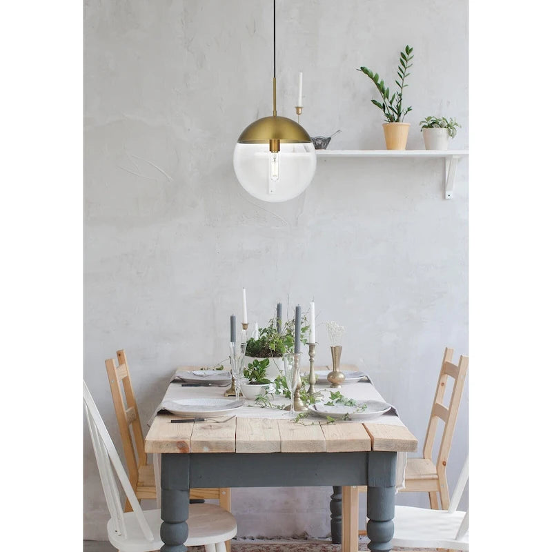 Suspension à une lumière avec verre transparent de 30 cm