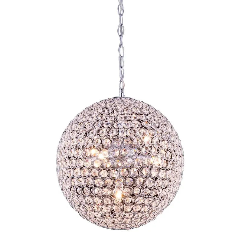 Suspension Cabaret à 5 lumières de 35,5 cm (14 po) chromée avec cristaux taille royale