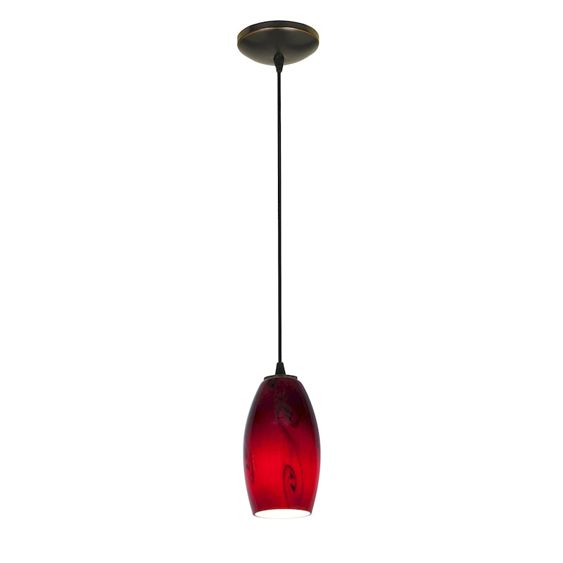 Suspension Access Lighting Merlot en bronze avec abat-jour rouge ciel