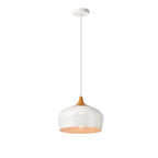 Living District Nora Collection White and Natural Wood Pendant