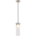 Pulse LED Mini Pendant with Clear Seeded Glass; Brushed Nickel Finish - Brushed Nickel