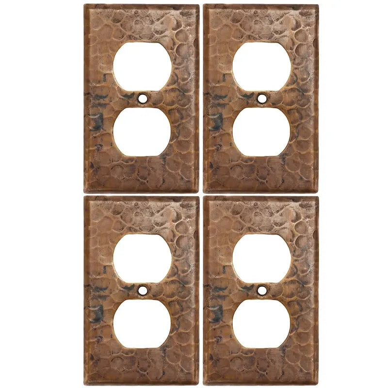 Premier Copper Products Copper Switchplate Single Duplex, 2 Hole Outlet Cover - Quantity 4 (SO2_PKG4) - Brown