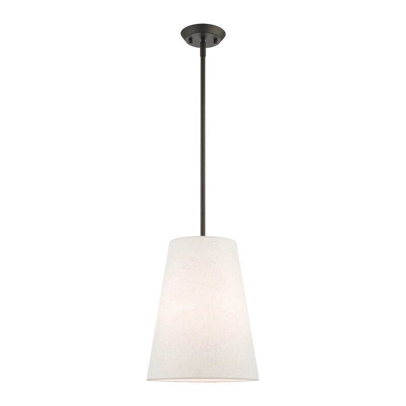 Livex Lighting 1 Light Bronze Pendant, 41387-07 - 11  Dia x 19.25  - 49.25  Adj. H