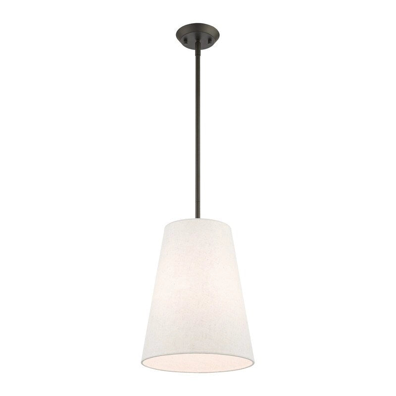 Suspension Livex Lighting 1 lumière en bronze, 41387-07 - 11 po de diamètre x 19,25 à 49,25 po de hauteur réglable