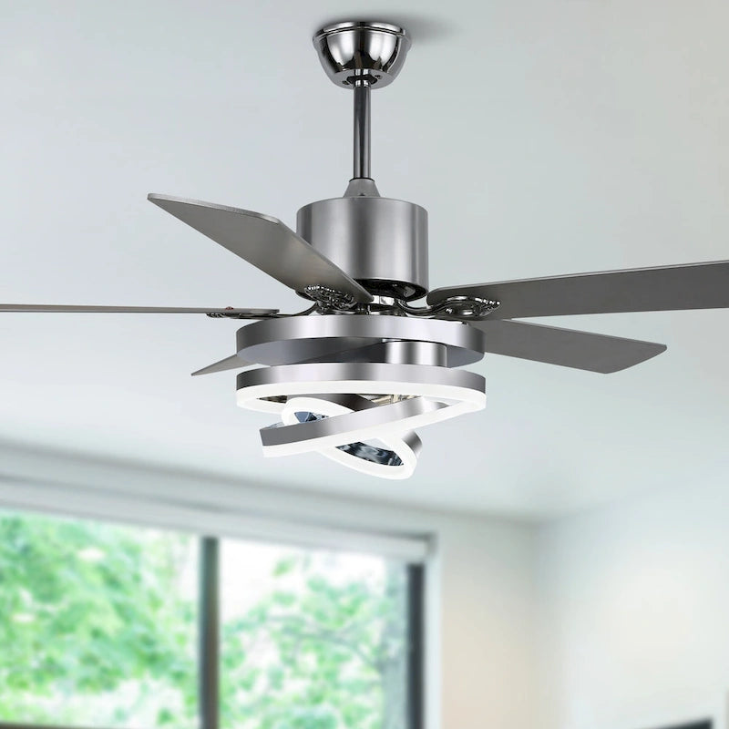Ventilateur de plafond réversible moderne de 132 cm (52 ​​pouces) avec éclairage LED, 6 vitesses et télécommande pour grandes pièces - 132 cm (52 ​​pouces)