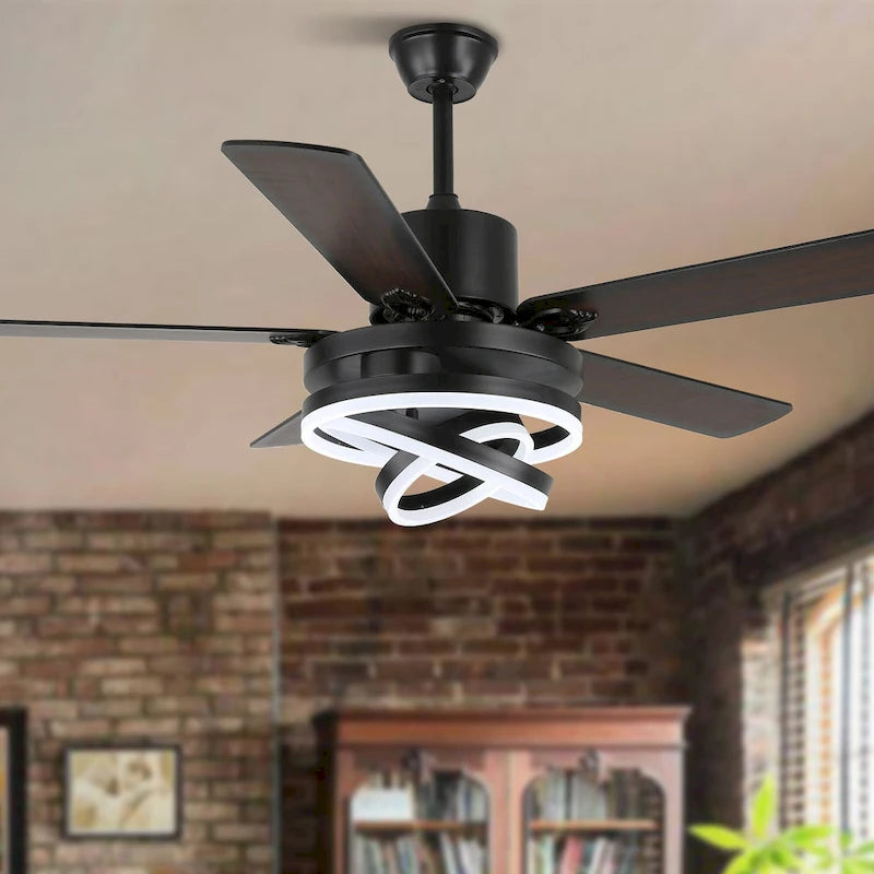 Ventilateur de plafond réversible moderne de 132 cm (52 ​​pouces) avec éclairage LED, 6 vitesses et télécommande pour grandes pièces - 132 cm (52 ​​pouces)