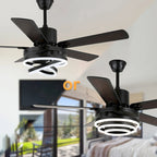 Ventilateur de plafond réversible moderne de 132 cm (52 ​​pouces) avec éclairage LED, 6 vitesses et télécommande pour grandes pièces - 132 cm (52 ​​pouces)