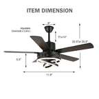 Ventilateur de plafond réversible moderne de 132 cm (52 ​​pouces) avec éclairage LED, 6 vitesses et télécommande pour grandes pièces - 132 cm (52 ​​pouces)