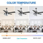 Ventilateur de plafond réversible moderne de 132 cm (52 ​​pouces) avec éclairage LED, 6 vitesses et télécommande pour grandes pièces - 132 cm (52 ​​pouces)