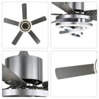 Ventilateur de plafond réversible moderne de 132 cm (52 ​​pouces) avec éclairage LED, 6 vitesses et télécommande pour grandes pièces - 132 cm (52 ​​pouces)