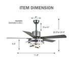 Ventilateur de plafond réversible moderne de 132 cm (52 ​​pouces) avec éclairage LED, 6 vitesses et télécommande pour grandes pièces - 132 cm (52 ​​pouces)