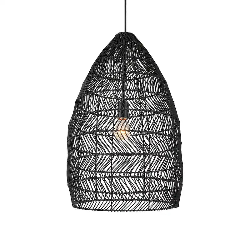 Uttermost Nandi 1 Light Woven Black Pendant - 25H x 15 Dia in.
