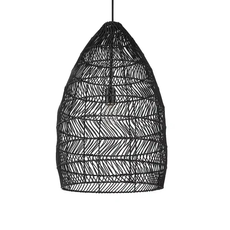 Suspension Uttermost Nandi 1 Lumière Tissé Noir - 25H x 15 Dia po.