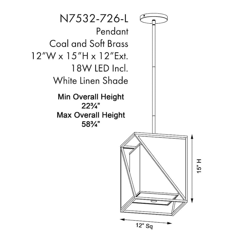 Suspension lumineuse LED Metropolitan Aspect blanc charbon et laiton doux
