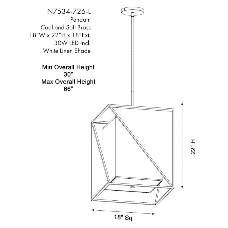 Suspension lumineuse LED Metropolitan Aspect blanc charbon et laiton doux