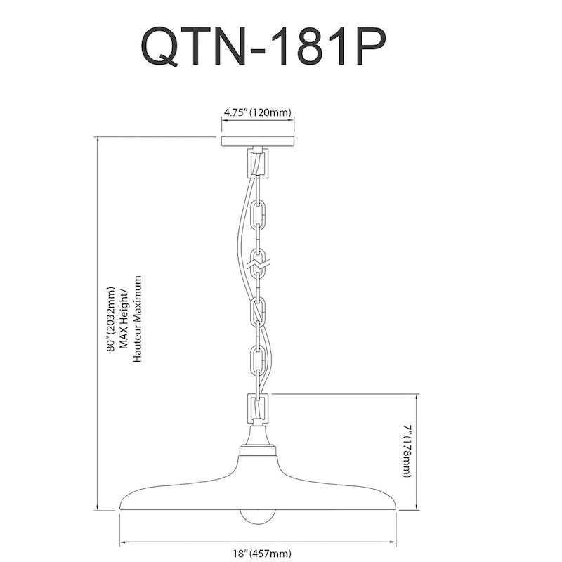 Suspension Dainolite Quentin, style moderne et contemporain, à une lumière incandescente, en laiton vieilli avec abat-jour noir mat et or.