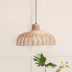 CO-Z Boho Handwoven Hemp Rope Dome Pendant Light Fixture - Tan