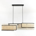 VidaLite Mazal - 3 Light Pendant - Modern Bohemian Style with Curved Wicker, E26 Bulb and Dimmable, UL