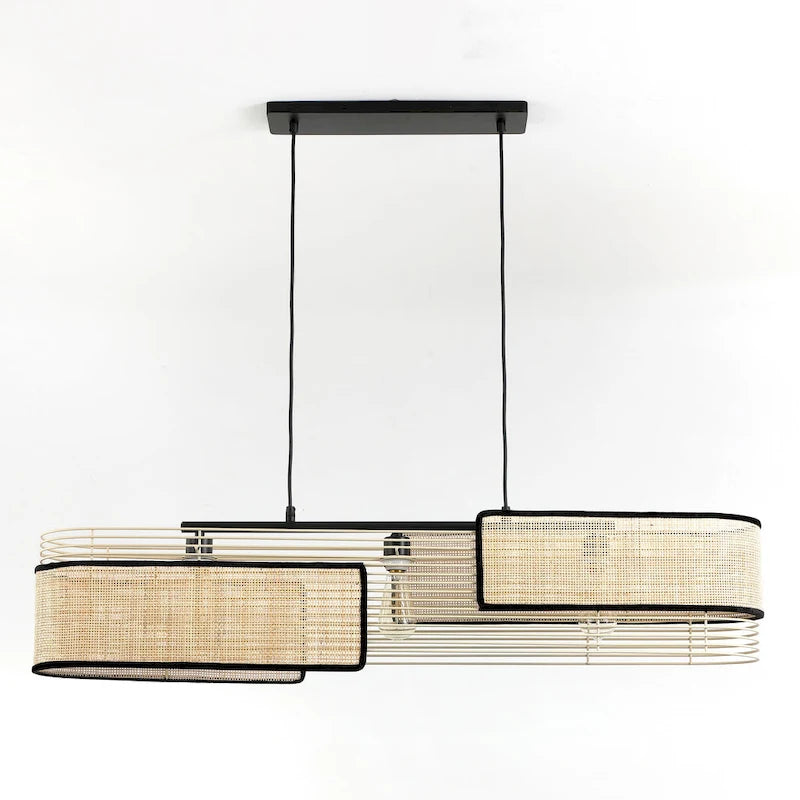 VidaLite Mazal - 3 Light Pendant - Modern Bohemian Style with Curved Wicker, E26 Bulb and Dimmable, UL