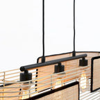 Suspension VidaLite Mazal à 3 lumières - Style bohème moderne avec abat-jour en osier courbé, ampoule E26 et variateur, homologuée UL