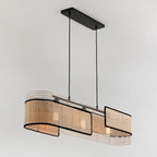 Suspension VidaLite Mazal à 3 lumières - Style bohème moderne avec abat-jour en osier courbé, ampoule E26 et variateur, homologuée UL