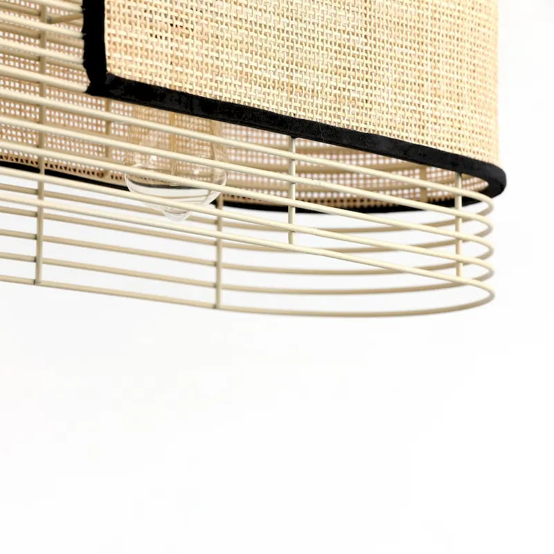 Suspension VidaLite Mazal à 3 lumières - Style bohème moderne avec abat-jour en osier courbé, ampoule E26 et variateur, homologuée UL