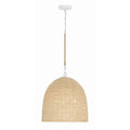 Jasper 3 Light Matte White & Natural Wood Pendant - 16 W x 17.5 H
