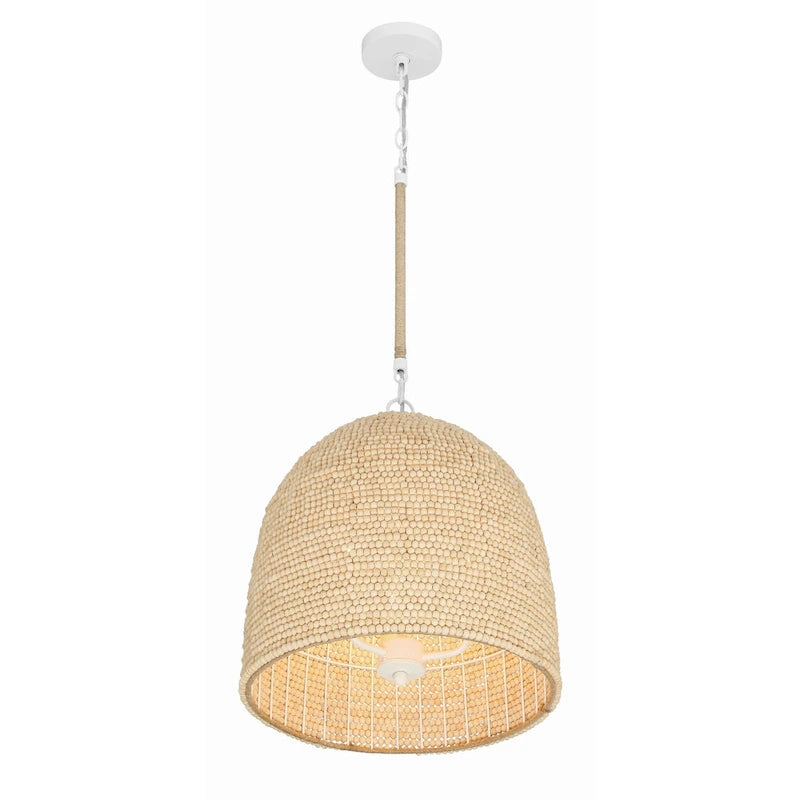 Suspension Jasper à 3 lumières, blanc mat et bois naturel - 40,6 cm (L) x 44,5 cm (H)