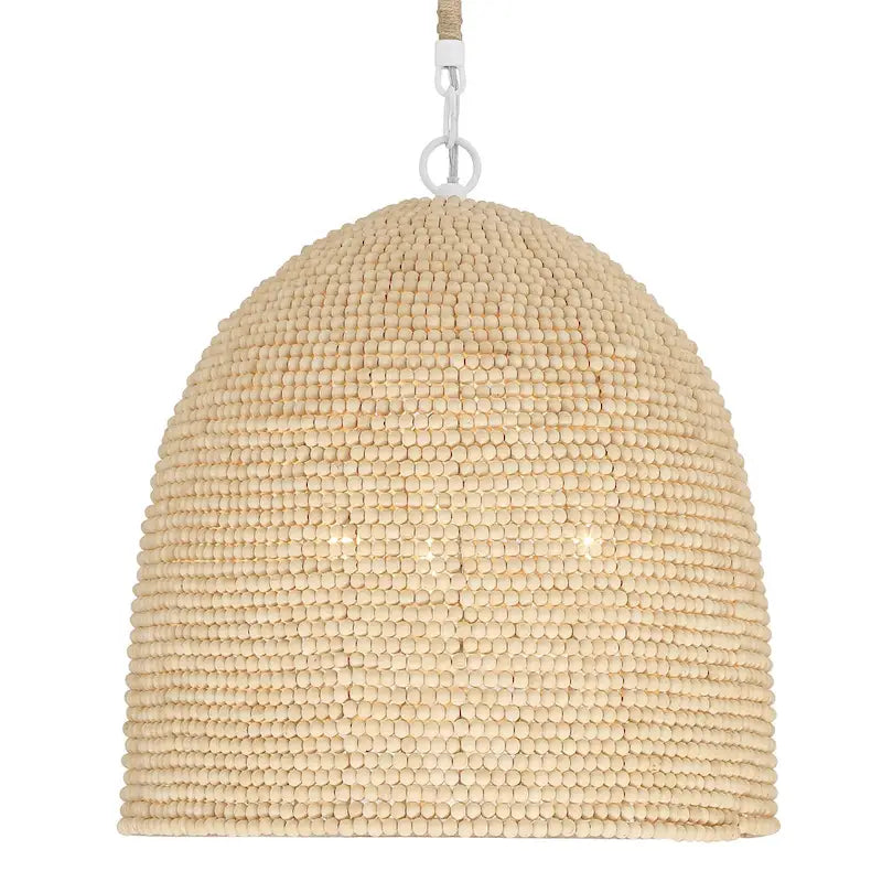 Suspension Jasper à 3 lumières, blanc mat et bois naturel - 40,6 cm (L) x 44,5 cm (H)