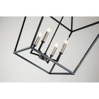 Lustre suspendu lanterne noir mat à 4 lumières de 50,8 cm (20 po) avec manchon nickelé ou noir.