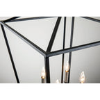 Lustre suspendu lanterne noir mat à 4 lumières de 50,8 cm (20 po) avec manchon nickelé ou noir.