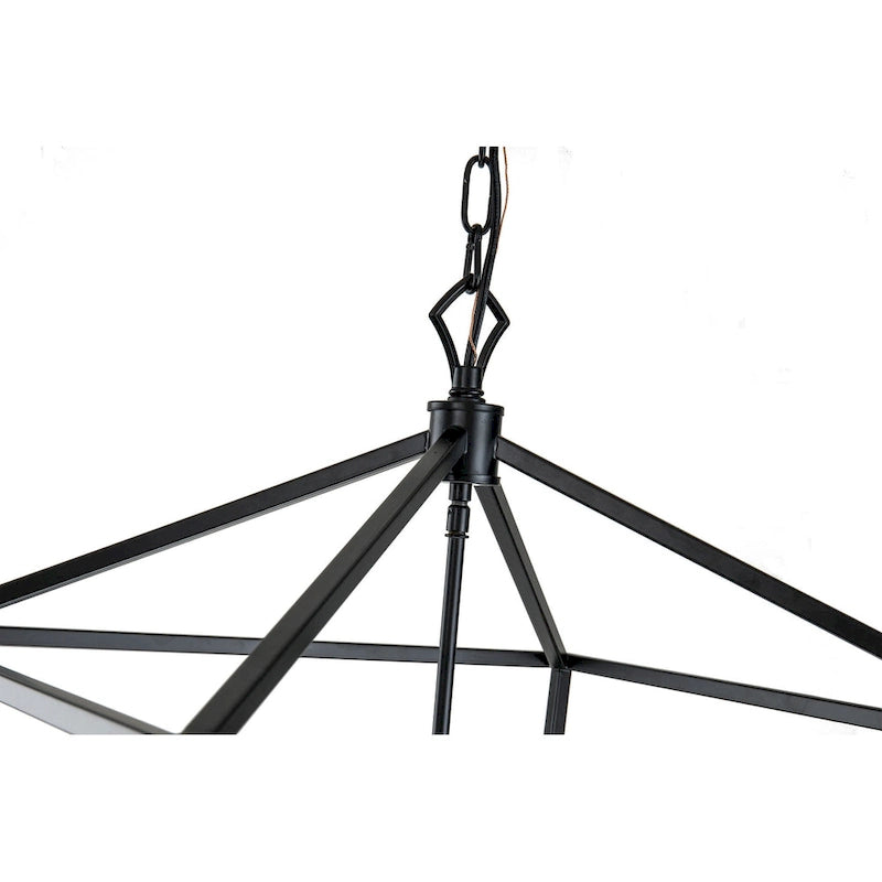 Lustre suspendu lanterne noir mat à 4 lumières de 50,8 cm (20 po) avec manchon nickelé ou noir.