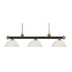 Suspension lumineuse Z-Lite Riviera à 3 lumières de 57 pouces de large avec motif billard.