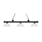 Suspension lumineuse Z-Lite Riviera à 3 lumières de 57 pouces de large avec motif billard.