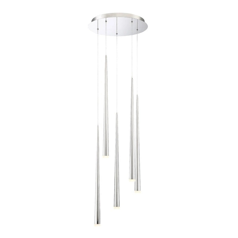Suspension moderne Cascade à 5 lumières LED cristal multi-lumières de 43 cm de large