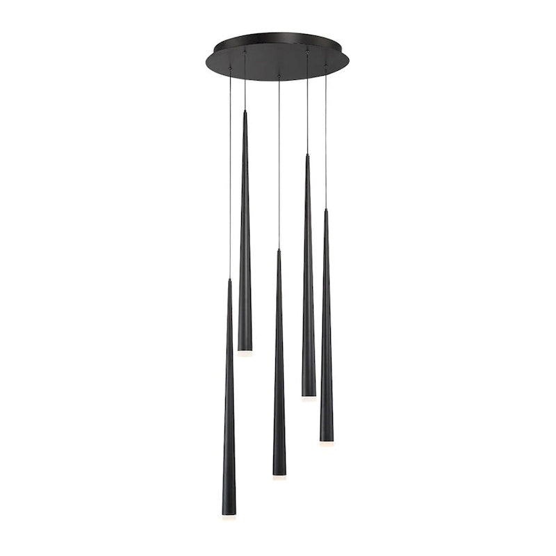 Suspension moderne Cascade à 5 lumières LED cristal multi-lumières de 43 cm de large