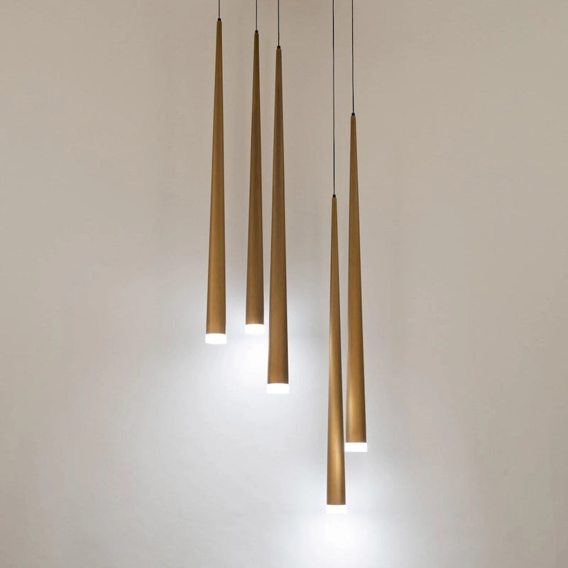 Suspension moderne Cascade à 5 lumières LED cristal multi-lumières de 43 cm de large