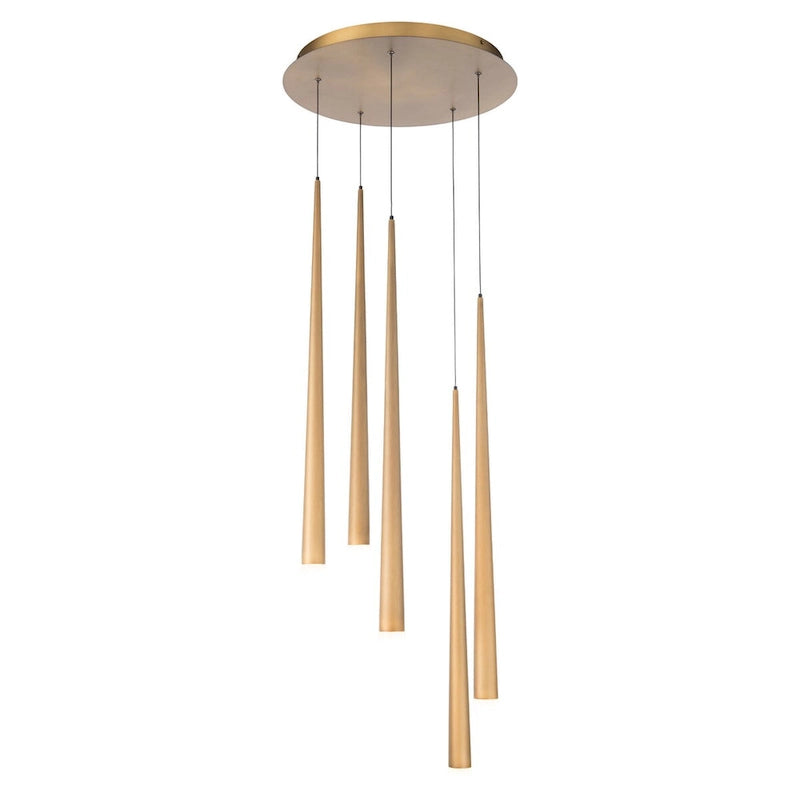 Suspension moderne Cascade à 5 lumières LED cristal multi-lumières de 43 cm de large