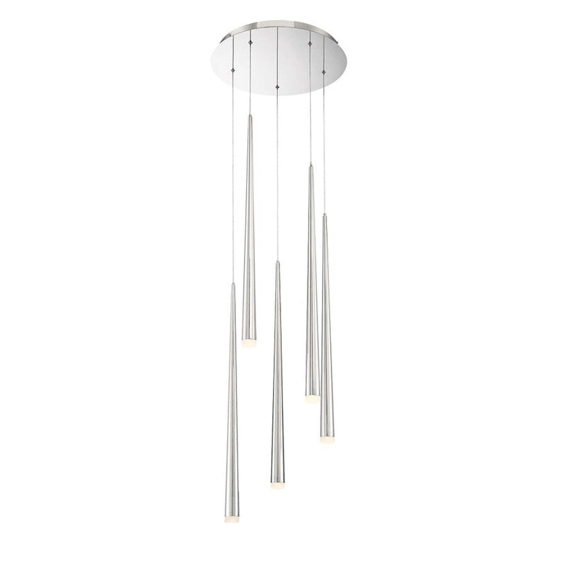 Suspension moderne Cascade à 5 lumières LED cristal multi-lumières de 43 cm de large