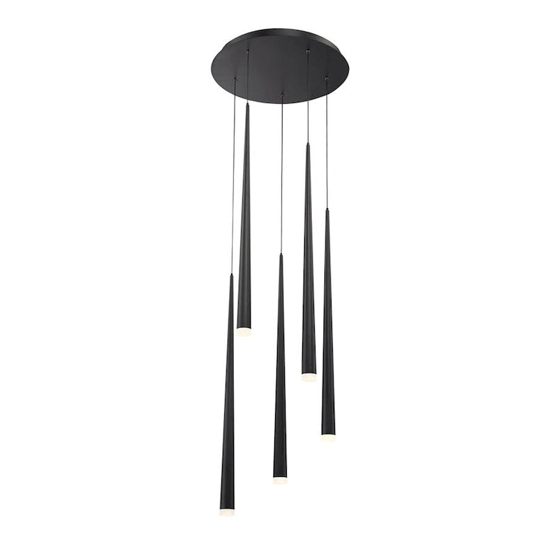 Suspension moderne Cascade à 5 lumières LED cristal multi-lumières de 43 cm de large