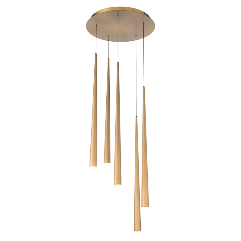 Suspension moderne Cascade à 5 lumières LED cristal multi-lumières de 43 cm de large